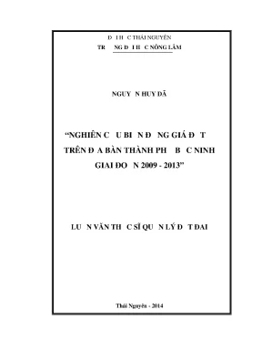 Luận văn nghiên cứu biến động giá đất ở trên địa bàn thành phố bắc ninh giai đoạn 2009 2013