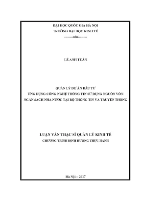 Quản lý dự án đầu tư ứng dụng công nghệ thông tin sử dụng nguồn vốn ngân sách