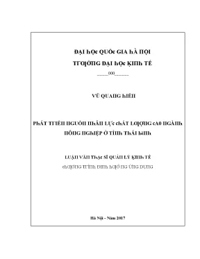 Luận văn phát triển nguồn nhân lực chất lượng cao ngành nông nghiệp ở tỉnh thái bình