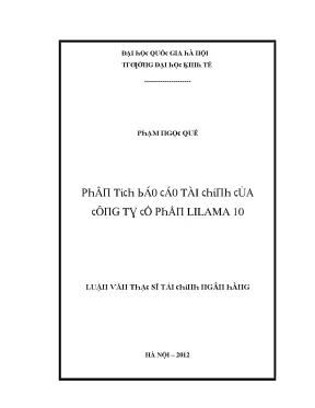Luận văn phân tích báo cáo tài chính của công ty cổ phần lilama 10
