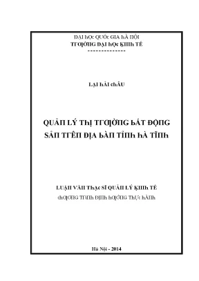 Luận văn quản lý thị trường bất động sản trên địa bàn tỉnh hà tĩnh