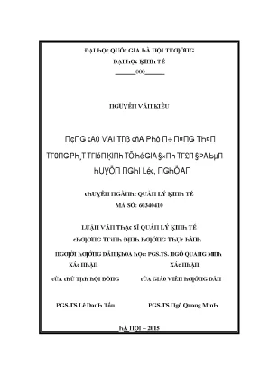 Luận văn nâng cao vai trò của phụ nữ nông thôn trong phát triển kinh tế hộ gia đình trên địa bàn huyện nghi lộc tỉnh nghệ an