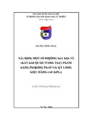 Luận văn thạc sĩ xác định một số đường hóa học và chất bảo quản trong thực phẩm bằng phương pháp sắc ký lỏng hiệu năng cao hplc vnu lvts09