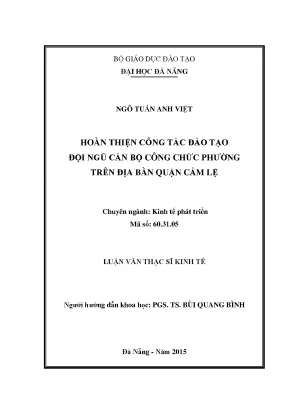 Luận văn hoàn thiện công tác đào tạo đội ngũ cán bộ công chức phường trên địa bàn quận cẩm lệ