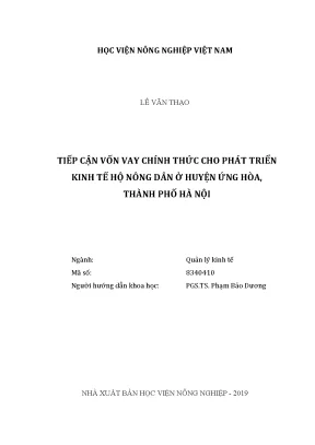 Luận văn tiếp cận vốn vay chính thức cho phát triển kinh tế hộ nông dân ở huyện ứng hòa thành phố hà nội