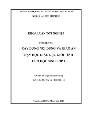 Luận văn xây dựng nội dung và giáo án dạy học giáo dục giới tính cho học sinh lớp 1