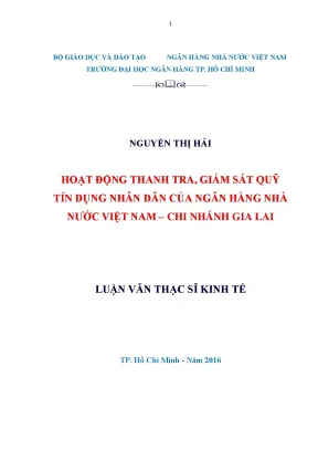 Luận văn hoạt động thanh tra giám sát quỹ tín dụng nhân dân của ngân hàng nhà nước việt nam chi nhánh gia lai