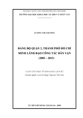 Đảng bộ quận 2 thành phố hồ chí minh lãnh đạo công tác dân vận 2005 2015
