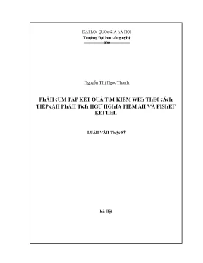Luận văn phân cụm tập kết quả tìm kiếm web theo cách tiếp cận phân tích ngữ nghĩa tiềm ẩn và fisher kernel