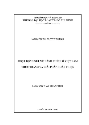 Hoạt động xét xử hành chính ở việt nam thực trạng và giải pháp hoàn thiện