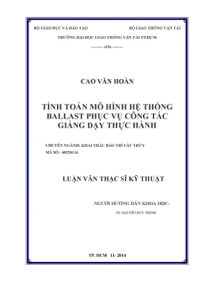 Tính toán mô hình hệ thống ballast phục vụ công tác giảng dạy thực hành