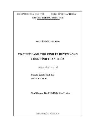 Tổ chức lãnh thổ kinh tế huyện nông cống tỉnh thanh hóa