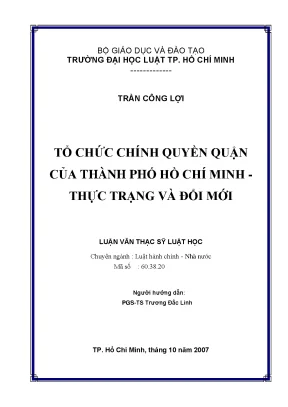Tổ chức chính quyền quận của thành phố hồ chí minh thực trạng và đổi mới