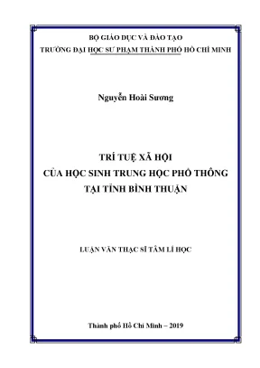 Luận văn trí tuệ xã hội của học sinh trung học phổ thông tại tỉnh bình thuận