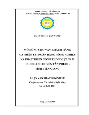 Luận văn mở rộng cho vay khách hàng cá nhân tại ngân hàng nông nghiệp và phát triển nông thôn huyện tân phước tỉnh tiền giang