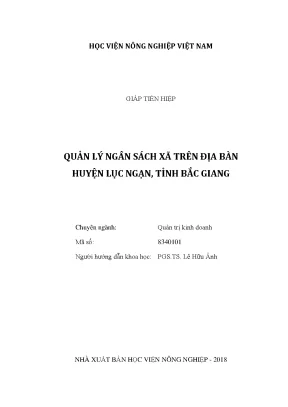 Luận văn quản lý ngân sách xã trên địa bàn huyện lục ngạn tỉnh bắc giang
