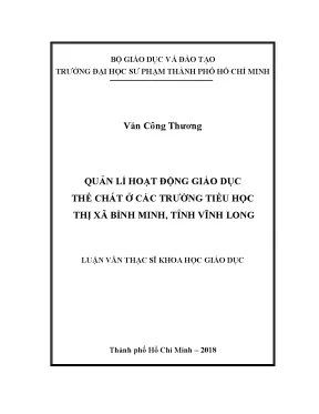 Luận văn quản lí hoạt động giáo dục thể chất ở các trường tiểu học thị xã bình minh tỉnh vĩnh long