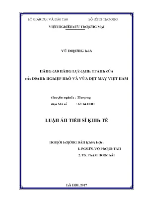 Luận văn nâng cao năng lực cạnh tranh của các doanh nghiệp nhỏ và vừa dệt may việt nam