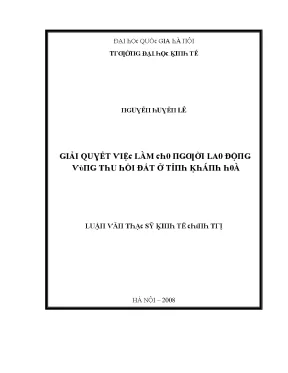 Luận văn giải quyết việc làm cho người lao động vùng thu hồi đất ở tỉnh khánh hòa