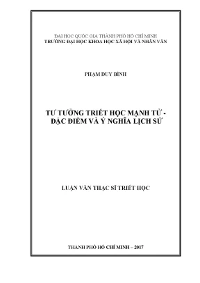 Tư trưởng triết học mạnh tử đặc điểm và ý nghĩa lịch sử