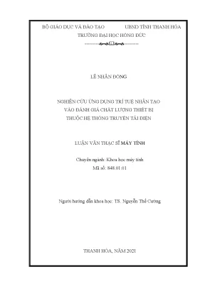Nghiên cứu ứng dụng trí tuệ nhân tạo vào đánh giá chất lượng thiết bị thuộc hệ thống truyền tải điện