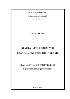 Luận văn quản lý chi thường xuyên ngân sách nhà nước tỉnh nghệ an