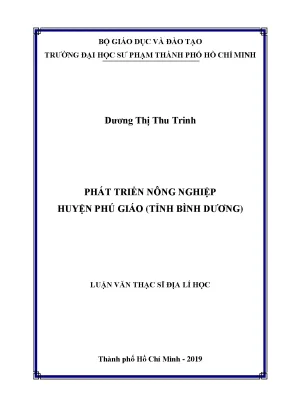 Luận văn phát triển nông nghiệp huyện phú giáo tỉnh bình dương