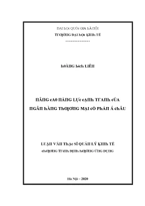 Luận văn nâng cao năng lực cạnh tranh của ngân hàng thương mại cổ phần á châu