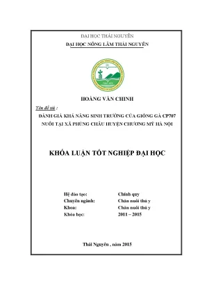 Luận văn đánh giá khả năng sinh trưởng của giống gà cp707 nuôi tại xã phùng châu huyện chương mỹ hà nội