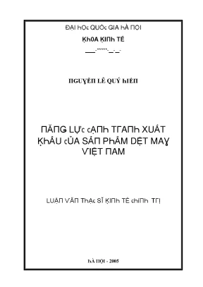 Luận văn năng lực cạnh tranh xuất khẩu của sản phẩm dệt may việt nam