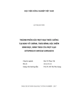 Luận văn thành phần sâu mọt hại thóc giống tại kho vũ chính thái bình đặc điểm sinh học sinh thái của mọt gạo sitophilus oryzae linnaeus