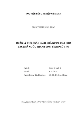Quản lý thu ngân sách nhà nước qua kho bạc nhà nước thanh sơn tỉnh phú thọ