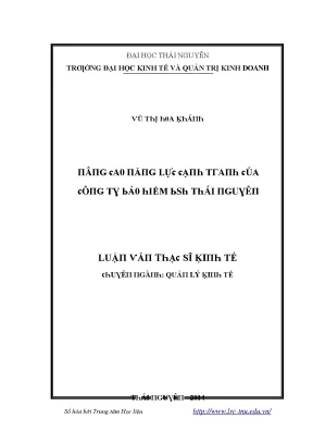 Luận văn nâng cao năng lực cạnh tranh của công ty bảo hiểm bsh thái nguyên