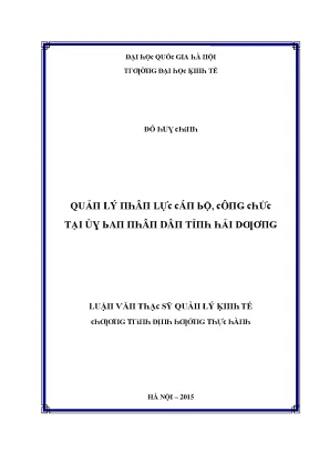 Luận văn quản lý nhân lực cán bộ công chức tại ủy ban nhân dân tỉnh hải dương