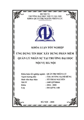 Luận văn ứng dụng tin học xây dựng phần mềm quản lý nhân sự tại trường đại học nội vụ hà nội
