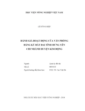 Luận văn đánh giá hoạt động của văn phòng đăng ký đất đai tỉnh hưng yên chi nhánh kim động