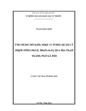 Luận văn thạc sĩ ứng dụng mô hình mike 11 trong quản lý nước sông nhuệ đoạn chảy qua địa phận thành phố hà nội vnu lvts08w