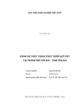 Luận văn đánh giá thực trạng phát triển quỹ đất tại thành phố yên bái tỉnh yên bái