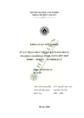 Xử lý chậm cháy cho gỗ bạch đàn trắng eucalyptus camaldulensis dehnh bằng hỗn hợp boric borat natrisilicat