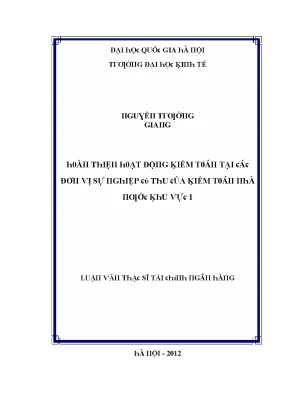 Luận văn hoàn thiện hoạt động kiểm toán tại các đơn vị sự nghiệp có thu của kiểm toán nhà nước khu vực 1