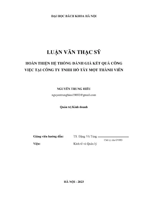 Hoàn thiện hệ thống đánh giá kết quả công việc tại công ty tnhh hồ tây một thành viên