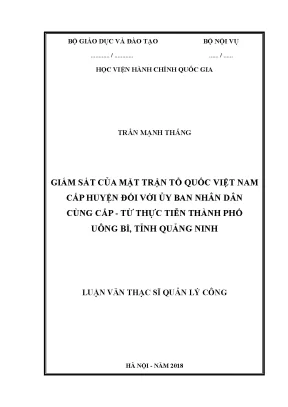 Luận văn giám sát của mặt trân tổ quốc việt nam cấp huyện đối với ủy ban nhân dân cùng cấp từ thực tiễn thành phố uông bí tỉnh quảng ninh