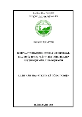 Luận văn giải pháp tăng cường quản lý chi ngân sách nhà nước trong phát triển nông nghiệp huyện điện biên tỉnh điện biên