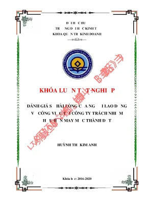 Luận văn đánh giá sự hài lòng của người lao động về công việc tại công ty trách nhiệm hữu hạn may mặc thành đạt