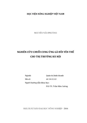 Luận văn nghiên cứu chuỗi cung ứng gà đồi yên thế cho thị trường hà nội