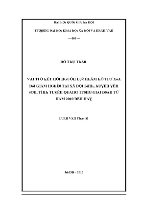 Luận văn thạc sĩ vai trò kết nối các nguồn lực nhằm hỗ trợ xóa đói giảm nghèo tại xã đội bình huyện yên sơn tỉnh tuyên quang trong giai đoạn từ năm 2010 đến nay