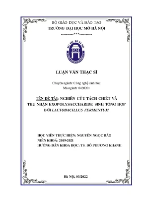 Nghiên cứu tách chiết và thu nhận exopolysaccharide sinh tổng hợp bởi lactobacillus fermentum