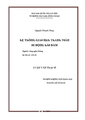 Luận văn hệ thống giao dịch thanh toán di động bảo đảm