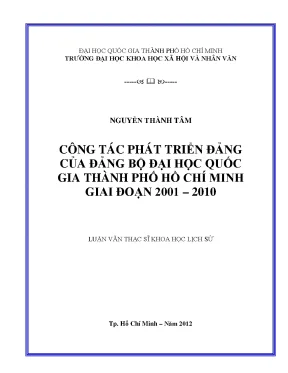 Công tác phát triển đảng của đảng bộ đại học quốc gia thành phố hồ chí minh giai đoạn 2001 2010