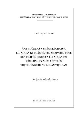 Tài liệu ảnh hưởng của chênh lệch giữa lợi nhuận kế toán và thu nhập chịu thuế đến tính ổn định của lợi nhuận